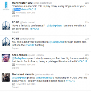 Sadiq Khan heaps praise on FOSIS