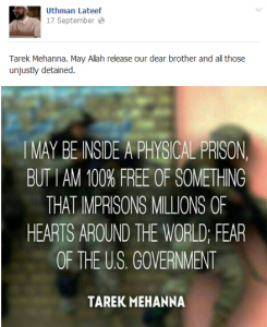 Uthman Lateef supports convicted terrorist Tarek Mehanna